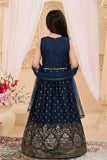 Navy Blue With Gold Embroidered Lehenga Choli for Girls