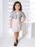 Grey Pinstripe Shift Dress with Matching Over coat For Girls