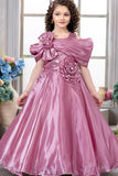 Onion Pink Sequin Embellished Princess Gown For Girls