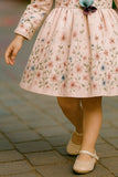 Blush Pink Floral Embroidered Frock with Long Sleeves For Girls