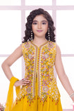 Yellow Heavy Embroidered Palazzo Set for Girls
