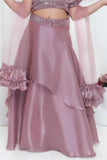 Mauve Organza Lehenga Choli And Dupatta For Girls