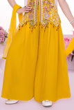 Yellow Heavy Embroidered Palazzo Set for Girls