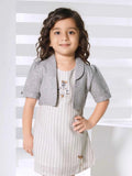 Grey Pinstripe Shift Dress with Matching Over coat For Girls