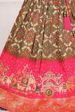 Rani Pink Zari Embroidered Silk Pattu Pavadai For Girls