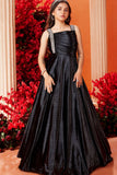 Designer Black Shimmer Embellished Ballroom Gown For Girls