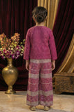 Pink Heavy Embroidered Palazzo Set with Embroidered Jacket For Girls