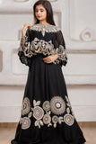 Designer Black Lehenga Choli with Embroidered Cape For Girls