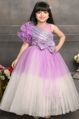 Shimmer Lavender Double Shaded Party Wear Gown For Girls