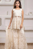 Elegant Cream Floral Embroidered And Mirror Work Palazzo Set for Girls