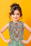 Pista Green Sequins Work With Thread Embroidery For Palazzo Set For Girls