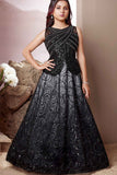 Classic Black Sequined Partywear Gown For Girls