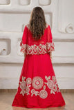 Designer Red Lehenga Choli with Embroidered Cape For Girls