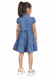 Classic Blue Denim Casual Dress For Girls