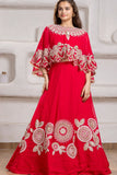 Designer Red Lehenga Choli with Embroidered Cape For Girls