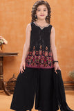 Black Sequin Embroidered Palazzo Set with Dupatta For Girls