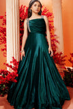 Designer Teal Shimmer Embellished Ballroom Gown For Girls