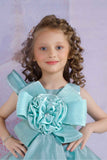 Sea Green Floral Embellished Party Wear Frock For Girls