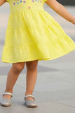 Elegant Yellow Hakoba And Embroidered Frock For Girls