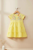 Elegant Yellow Hakoba And Embroidered Frock For Girls