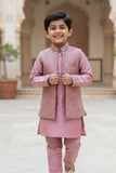 Dusty Mauve Embroidered Kurta Jacket Set for Boys
