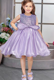 Lavender Sequin Embellished Frock For Girls