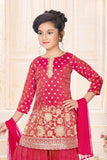 Elegant Rani Pink Sequins Embroidered Palazzo Set With Dupatta For Girls