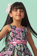 Trendy Multicolor Printed Summer Frock For Girls