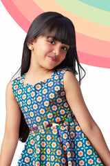 Stylish Multicolor Printed Summer Frock For Girls