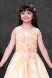 Ivory Floral Sequin Party Wear Gown with Layered Flare For Girls