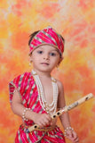 Red Striped Krishna Janmashtami Dhoti Set For Boys