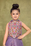 Lavender Sequins Work With Thread Embroidery For Palazzo Set For Girls