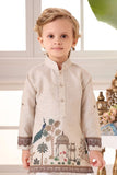 Heritage Peacock Beige Printed Kurta with White Pajama For Boys