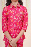 Pink Floral Printed Co-ord Set For Girls - Lagorii Kids