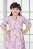 Stylish Pink Floral Printed Casual Frock For Girls - Lagorii Kids