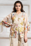 Elegant Beige Floral Embroidered Palazzo Set for Girls