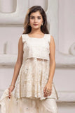 Elegant Cream Floral Embroidered And Mirror Work Palazzo Set for Girls