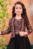 Black Palazzo Set With Sequin And Embroidered For Girls