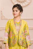 Mustard Floral Embroidered 3-Piece Ethnic Co-Ord Set For Girls