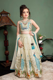 Cream Peacock Embroidered Lehenga Choli Set for Girls