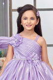 Lavender Floral Embellished Party Wear Frock For Girls