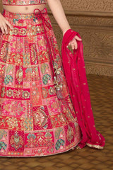Elegant Printed Pink Lehenga Choli With Embroidery For Girls