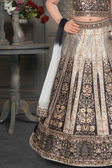 Elegant Black And Cream Lehenga Choli Set With Embroidery For Girls