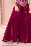 Maroon Embroidered Palazzo Set For Girls