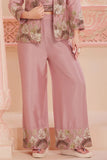 Pink Embroidered Jacket Palazzo Set for Girls