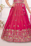 Royal Rani Pink Heavy Embroidered Lehenga Choli Set For Girls