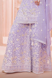 Lavender Embroidered Palazzo Set with Dupatta For Girls
