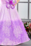 Lilac Sparkle One-Shoulder Party Gown for Girls