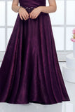 Dark Wine Embellished Off-Shoulder Party Gown For Girls