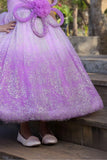 Lilac Ombre Sparkle Embellished Party Gown for Girls